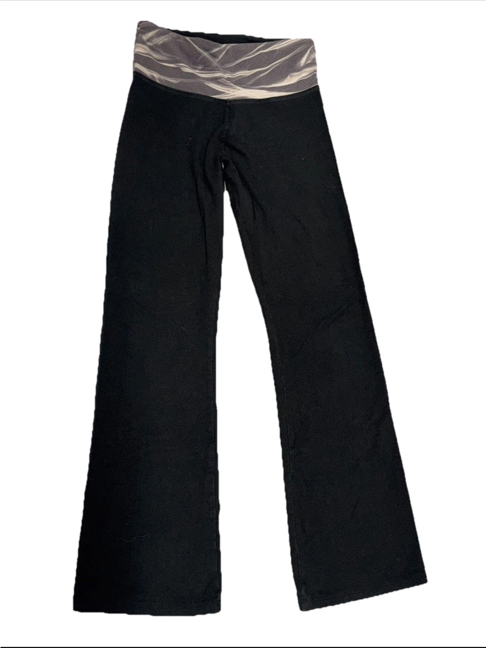 Victoria's Secret Sport Y2K Black Foldover Waist Flare Leg Yoga Pants SZ.M